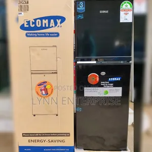 ECOMAX Double Door Refrigerator - 138L Black