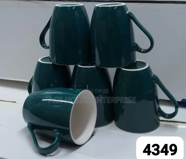 New Emerald Green and White 6-Piece Mug Set - 1