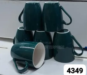 New Emerald Green and White 6-Piece Mug Set