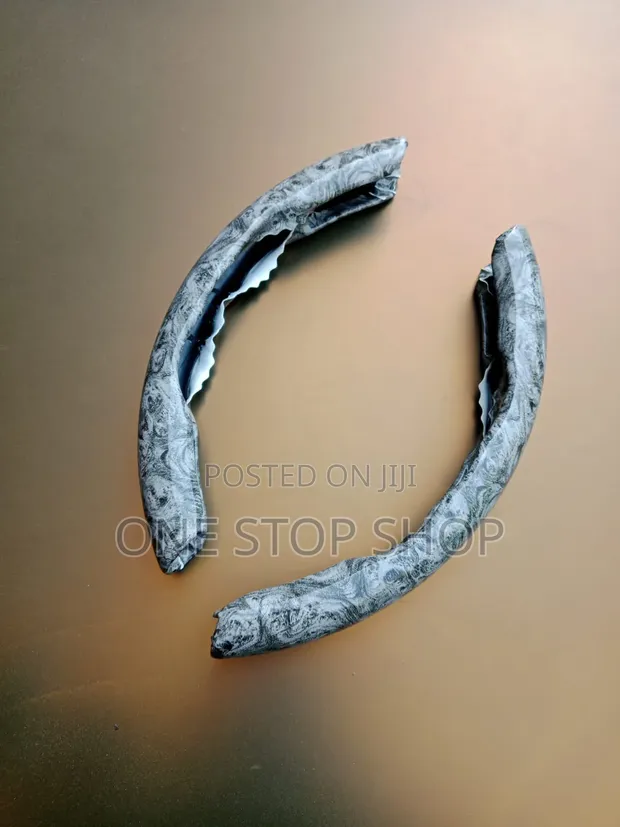 2-Segment Grey Marble Antiskid Car Steering Wheel Grip Covers - 1