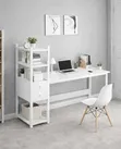 Minimalist Workstation with Shelves & Drawers - 1