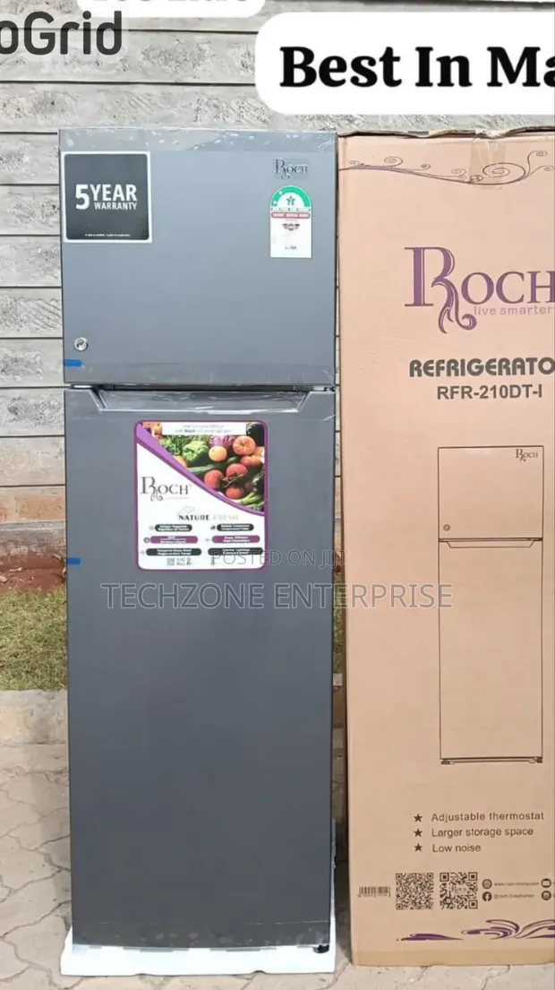 Roch RFR-210-DT-I 2 Door Refrigerator (168L), Silver - 1