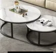 Meza za Kahawa za Premium za Marble za Vipande 2 - Msingi Mweusi - 1