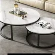 Meza za Kahawa za Premium za Marble za Vipande 2 - Msingi Mweusi - 2