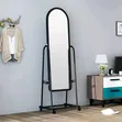 Black Full Length Dressing Mirror with Wheels & Shoe Rack - 1