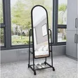 Black Full Length Dressing Mirror with Wheels & Shoe Rack - 2