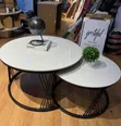 Meza za Kisasa za Marumaru 2-in-1 za Kifahari na Stand Nyeusi - 1