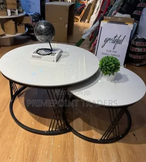 Meza za Kisasa za Marumaru 2-in-1 za Kifahari na Stand Nyeusi