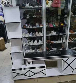 TV Stand with LED Lights & Decor Stand - White/Black