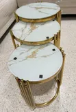 Modern Luxury 3-Piece Pure Marble Executive Table Set - 1