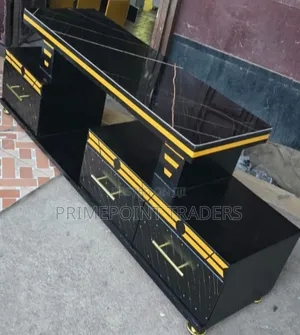 Modern Executive TV Stand with Marble Coating & LED