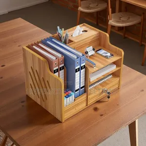 Bamboo Desk Organizer with Drawer and Lock