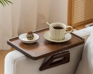 Foldable Wooden Sofa Armrest Tray Clip-On Table