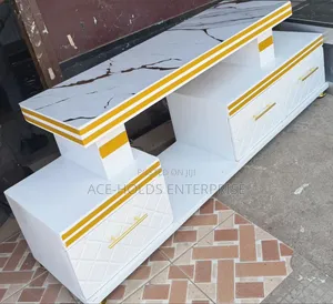 Executive TV Stand with Marble Coat Top & LED Light
