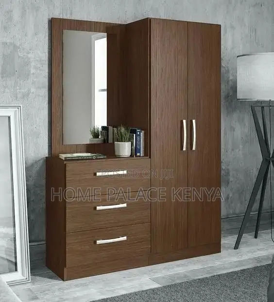 4-Door Bedroom Wardrobe with Mirror - Brown - 1