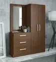 4-Door Bedroom Wardrobe with Mirror - Brown - 1