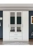 4-Door Bedroom Wardrobe with Mirror - Brown - 2