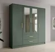 4-Door Bedroom Wardrobe with Mirror - Brown - 4