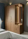 4-Door Bedroom Wardrobe with Mirror - Brown - 5