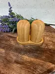 Salt and Pepper Shaker Set with Bamboo Stand - 3