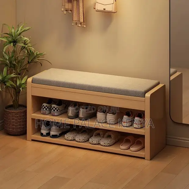 Contemporary Wooden Shoe Rack with Cabinet Storage - 1
