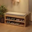 Contemporary Wooden Shoe Rack with Cabinet Storage - 1