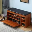 Contemporary Wooden Shoe Rack with Cabinet Storage - 3