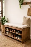 Contemporary Wooden Shoe Rack with Cabinet Storage - 5