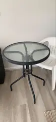 Balcony Dining Table - Round Tempered Glass Top - 4