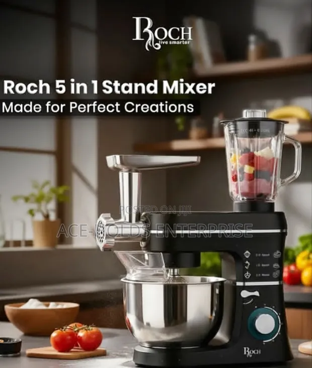 Roch 5-in-1 Multifunctional Stand Mixer - 1400W, Stainless Bowl - 1