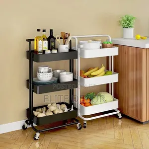 3-Tier Metal Rolling Kitchen Storage Trolley