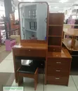 Modern White Dressing Table with Sliding Mirror & Storage - 2