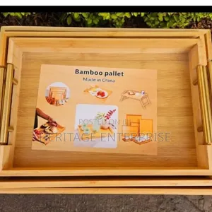 Set ya Bamboo Serving Tray yenye Handles