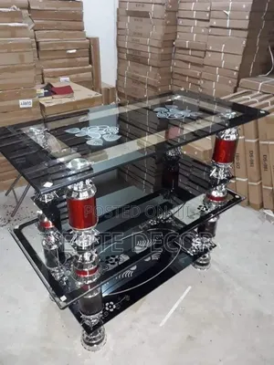 Multi-Tier Glass Coffee Table - Red & Chrome