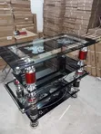 Multi-Tier Glass Coffee Table - Red & Chrome - 1