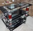 Multi-Tier Glass Coffee Table - Red & Chrome - 2