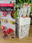 7-Piece Non-Stick Coated Knife Set - Ereasthqs Black & White - 1