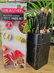 7-Piece Non-Stick Coated Knife Set - Ereasthqs Black & White - 2