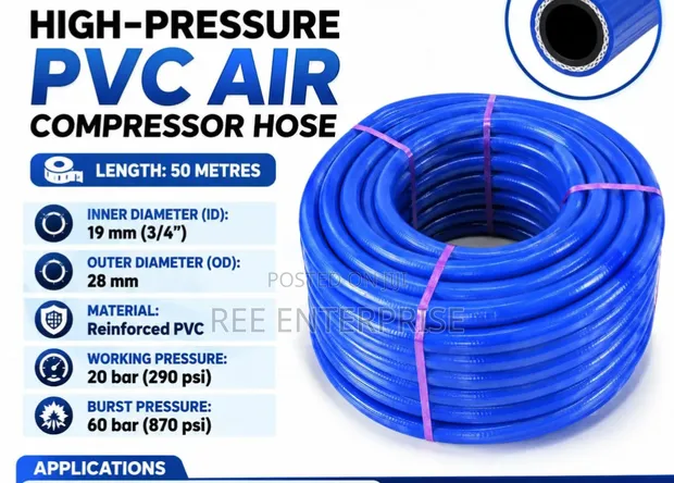50m High Pressure PVC Air Compressor Hose - 1
