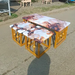 Modern Marble Table with Gold Frame (Set of 3)