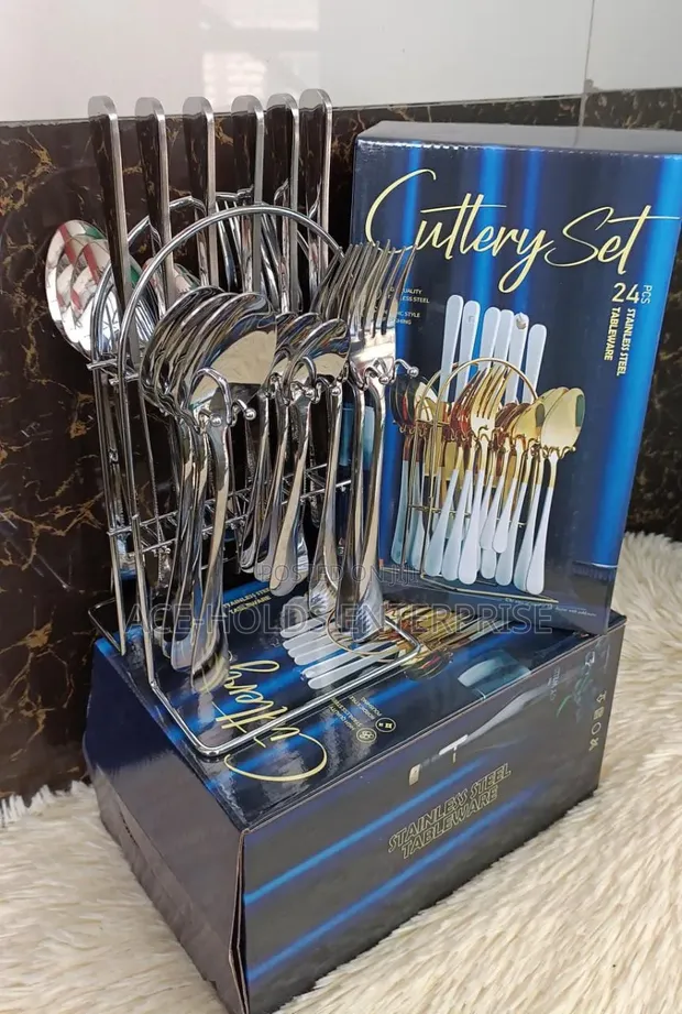 24-Piece Gold/Silver Stainless Steel Cutlery Set - 1