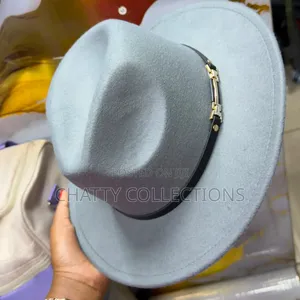 Gray Unisex Wide Brim Fedora Hat