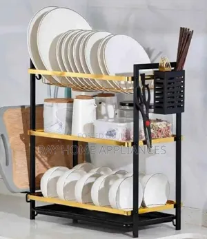 3 Tier Dishrack - Black and Gold