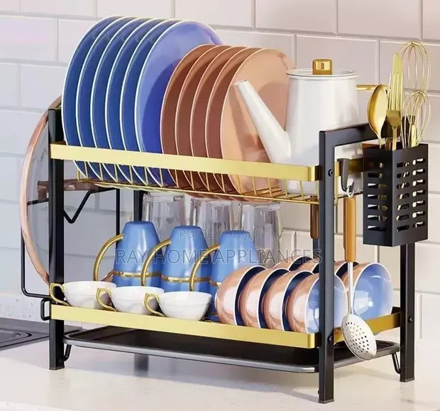 Brand New Gold 2-Tier Dish Rack - 1