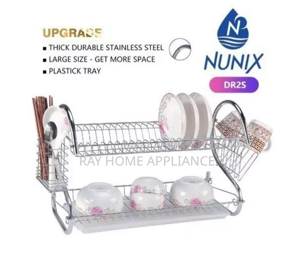 Nunix 2-Tier Stainless Steel Kitchen Utensil & Dish Rack - 1