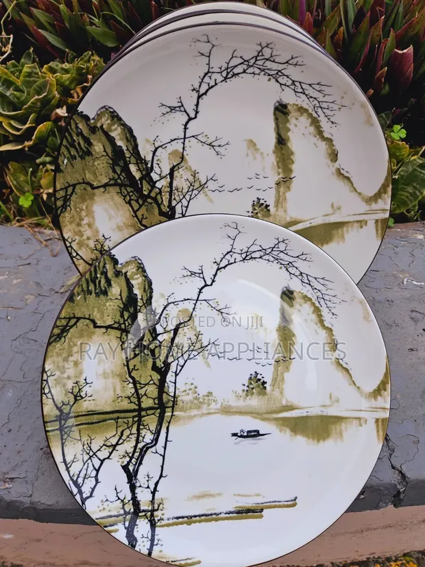Green Patched Tree Plates - Set of 6 - 1