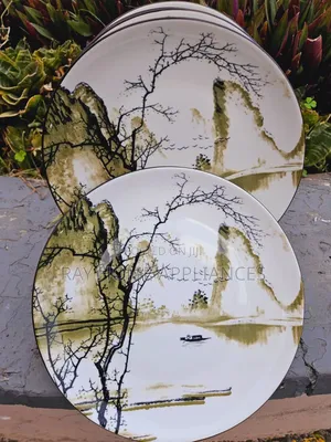 Green Patched Tree Plates - Set of 6