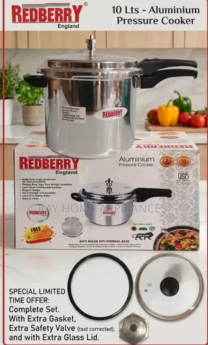 Premium Range Aluminium Pressure Cooker with Glass Lids - 10 Litres