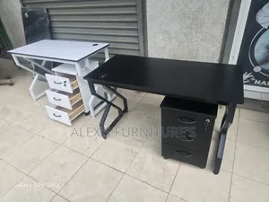 Metallic Frame Office Desk with Pedestal