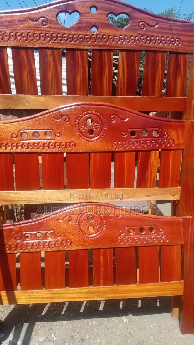 Brand New Mahogany Hardboard Bed - 1